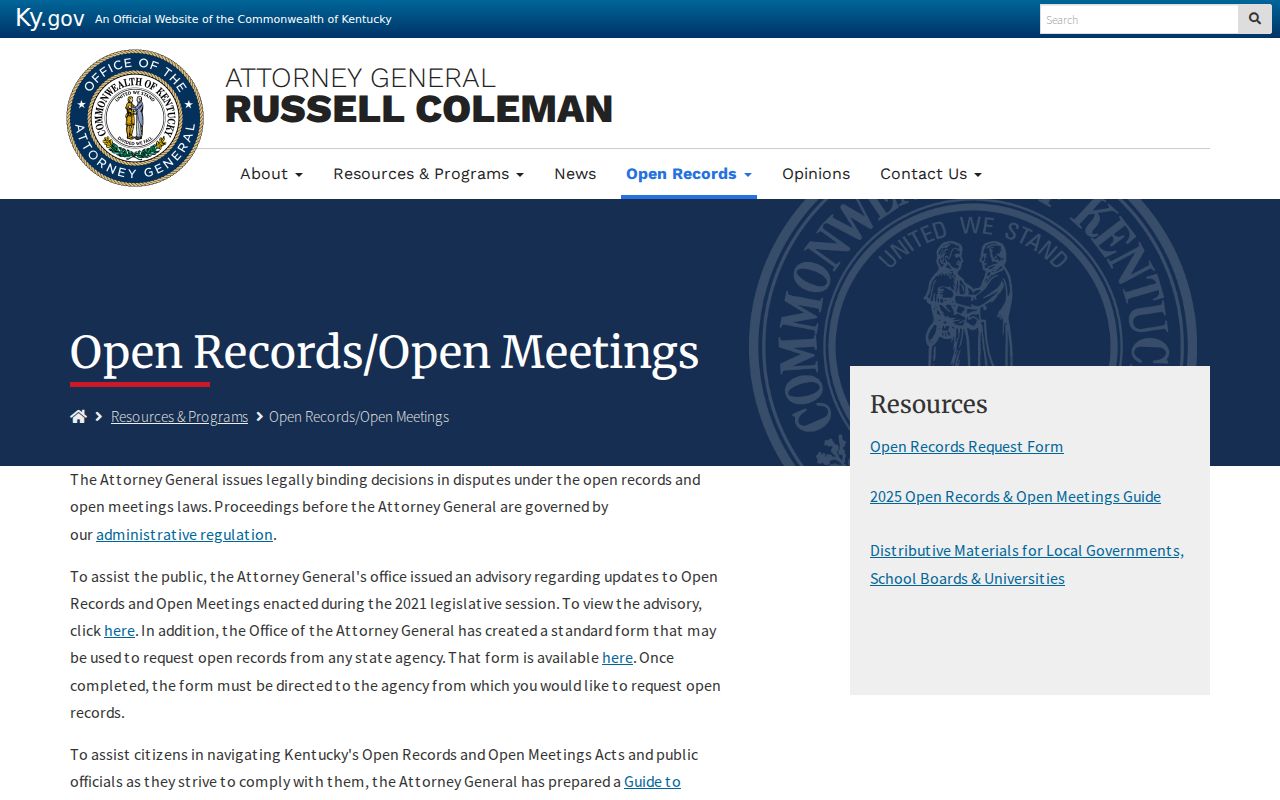 Kentucky open records guidance for Dover criminal records