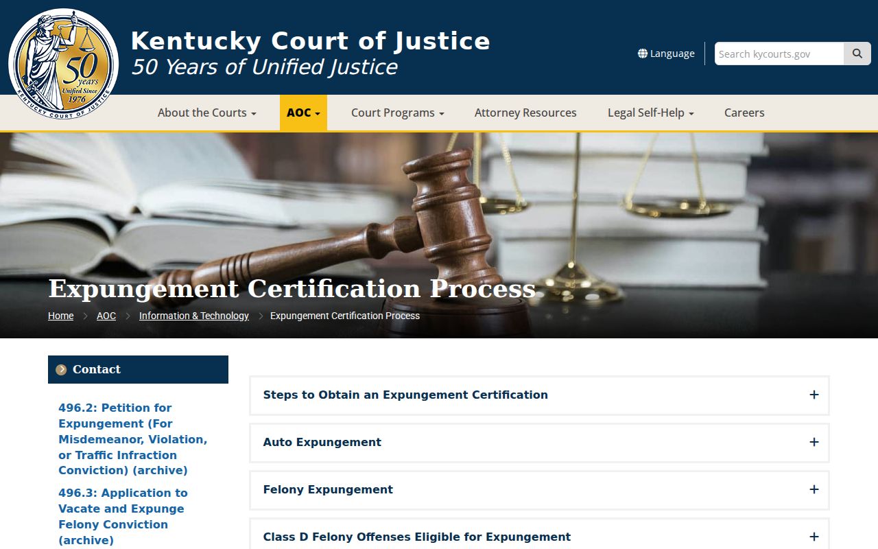 Mason County criminal record expungement process in Kentucky