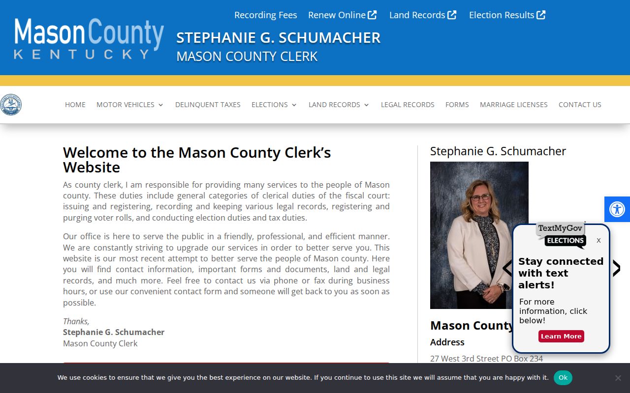 Mason County legal records at the County Clerk office