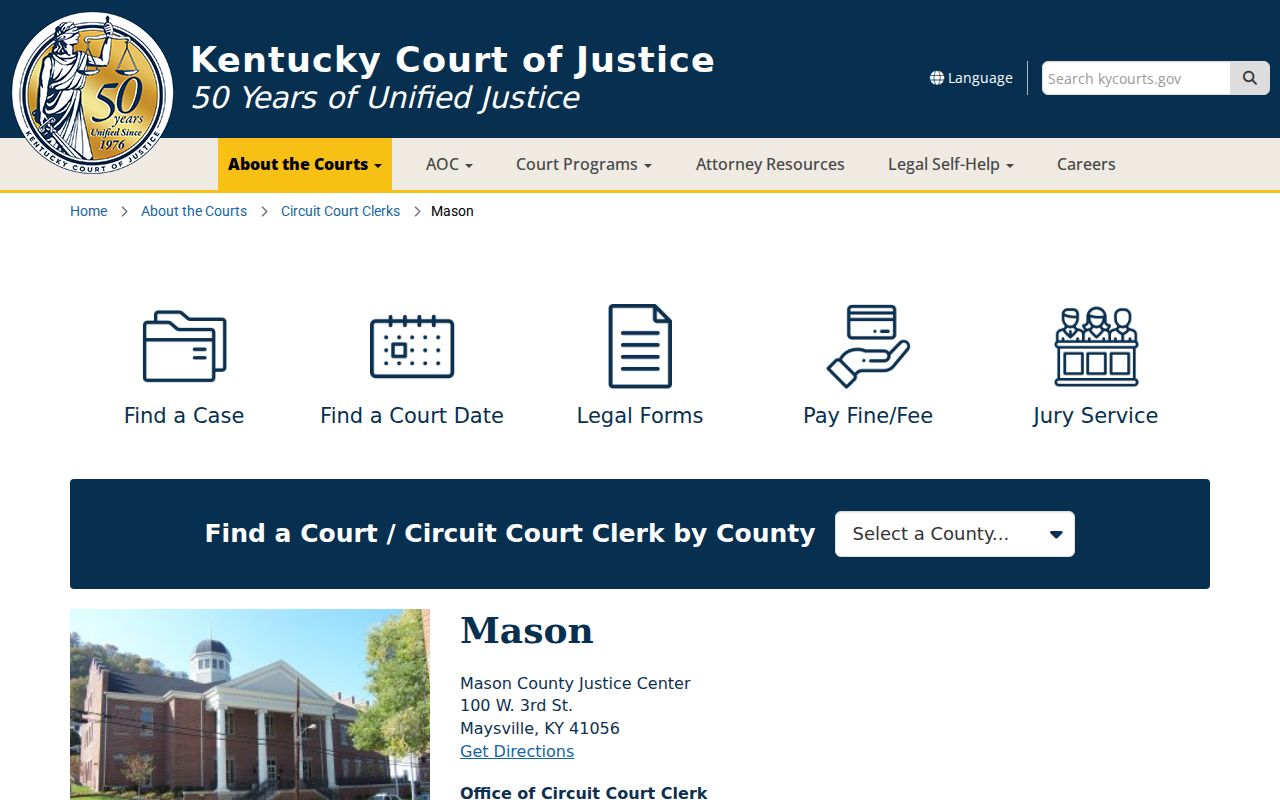 Mason County criminal records information at the Justice Center