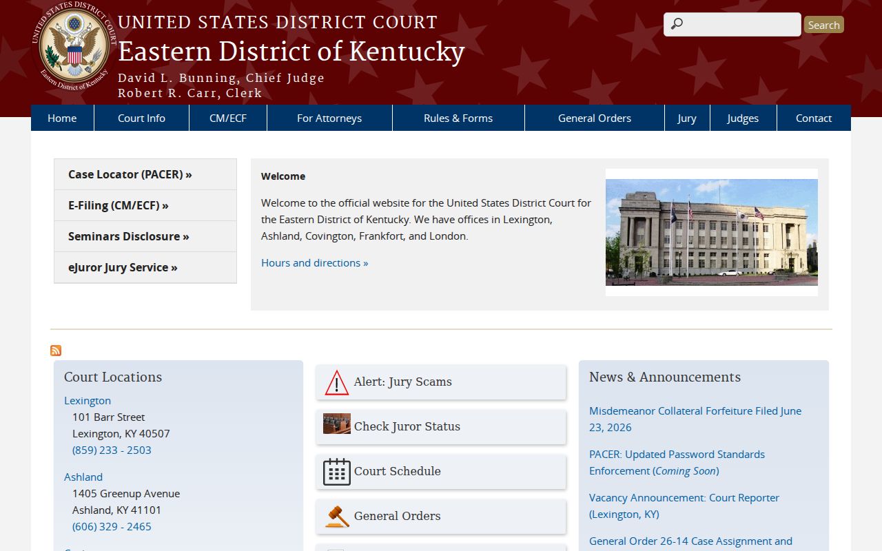 Mason County criminal court cases Eastern District of Kentucky website
